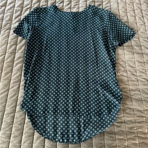 LOFT Blue Green Short Sleeve Blouse